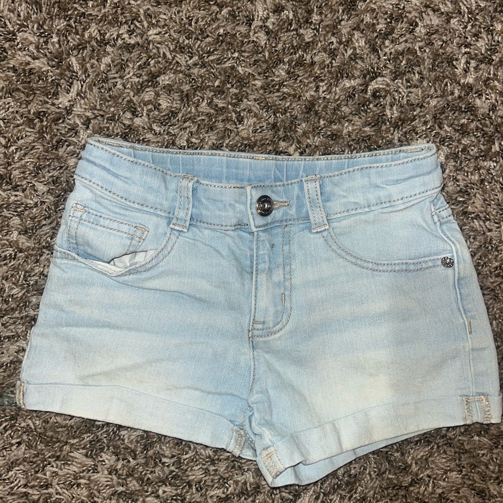 Crazy 8 denim shorts. White wash. Cuffed hem. Girls Size 8.